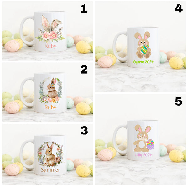 Personalized Easter Mug With a PINK Bunny