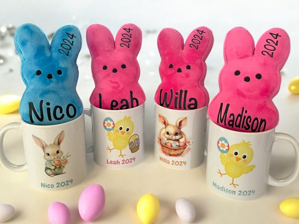 Personalized Easter Mug With a BLUE Bunny